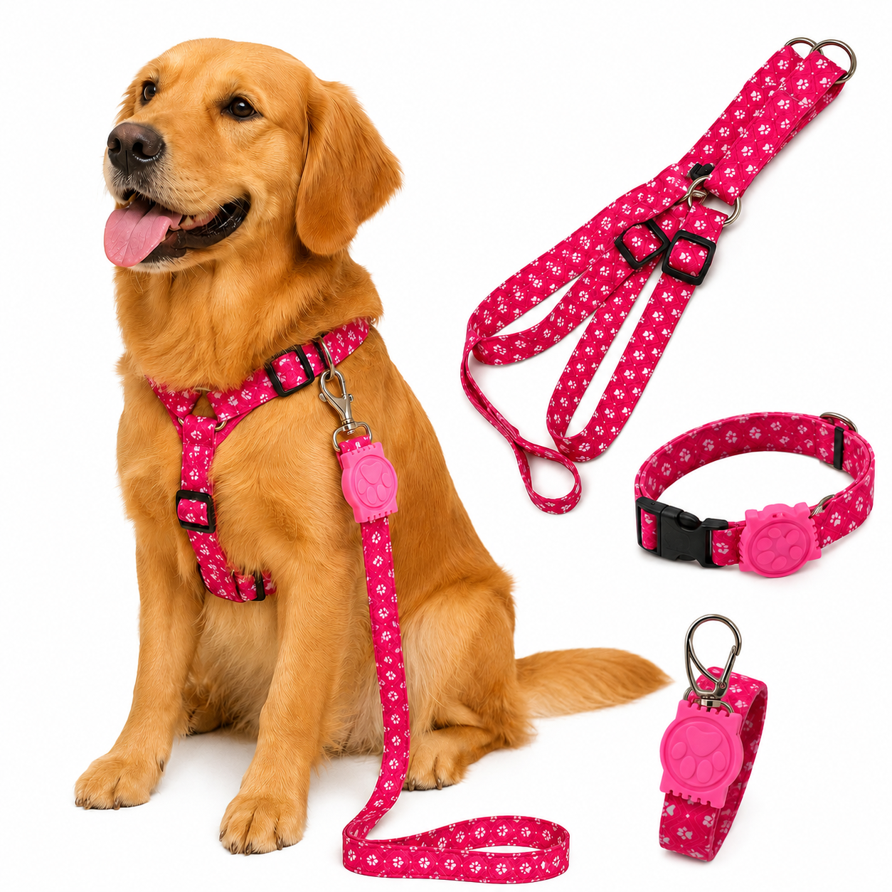 Coleira Peitoral para Cachorro e Gato Ajustável Kit Peitoral + Coleira + Guia