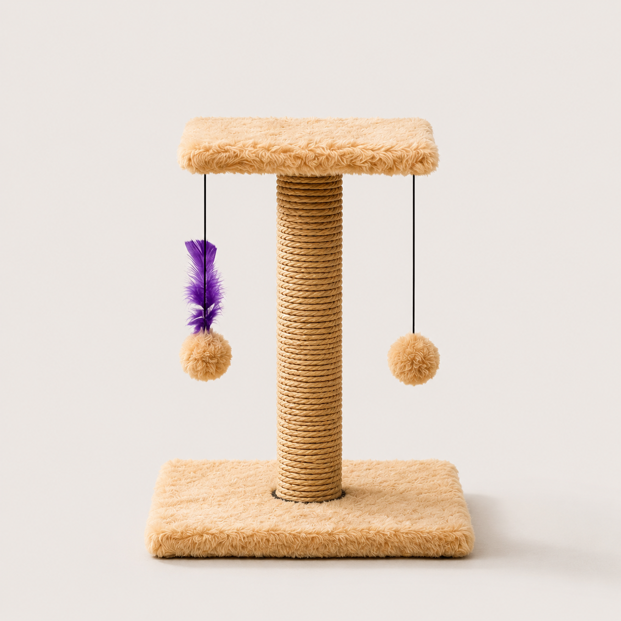 Arranhador Para Gatos Pet Poste Sisal com Bolinha Pena Base Dupla