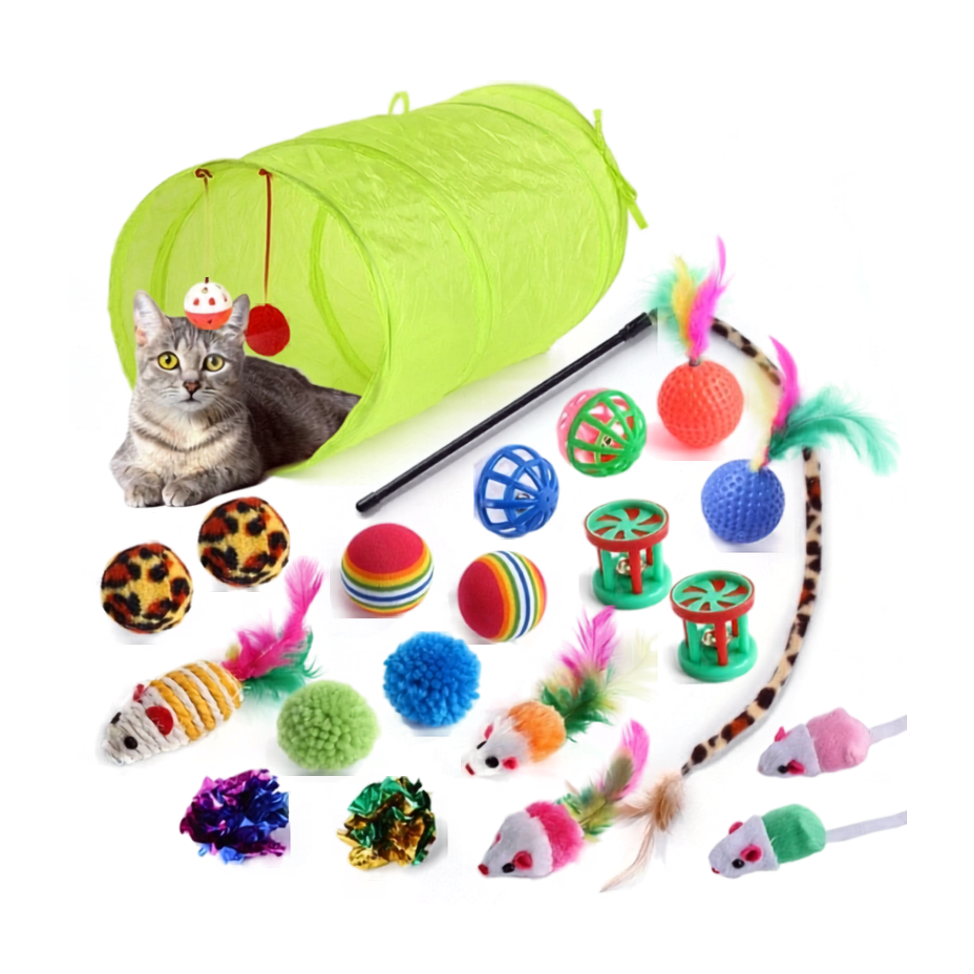 Kit 21 Peças De Brinquedos Para Gatos De Estimação Sortidos