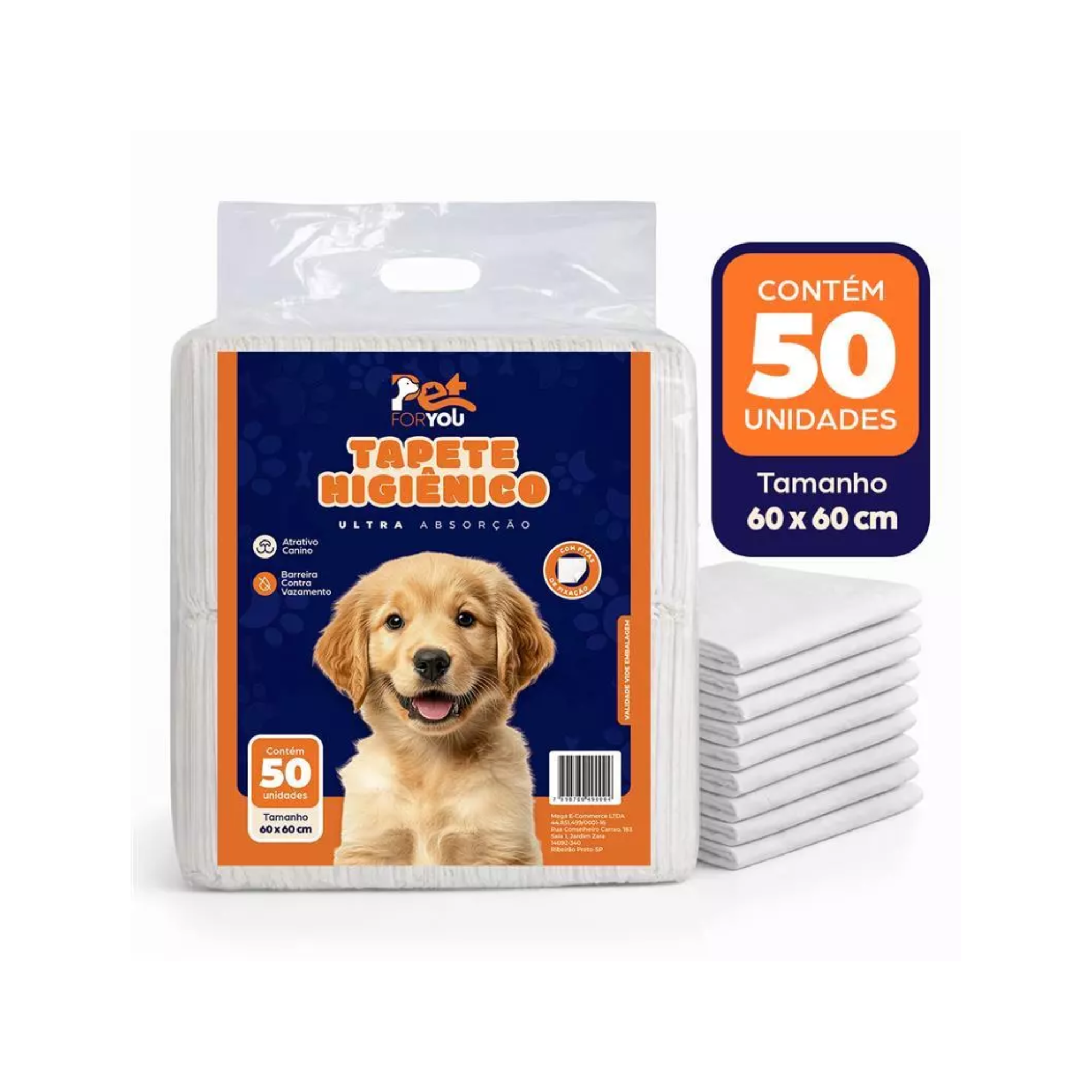 Tapete Higiênico 50un 60x60 Pet Tapetinho Descartável Macio Cães Cachorro