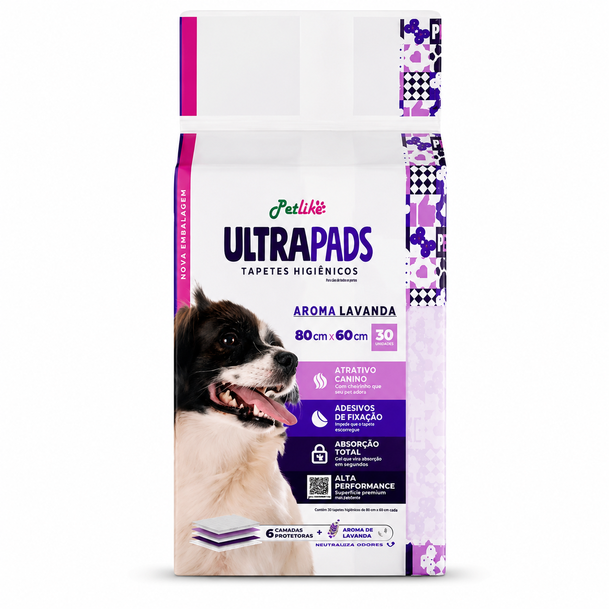 Kit 30/60 Unidades Tapete Higiênico Ultra Pads 80x60cm Aroma Lavanda